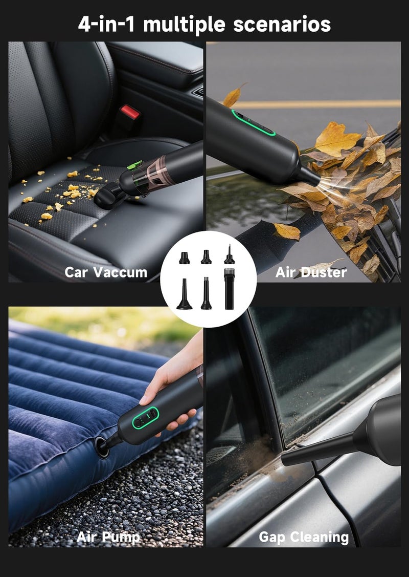 RapAir Car Vaccum, VC28 Handheld Vacuum, 4-in-1 Mini Vacuum Cleaner with 20000pa Suction Power, Rechargeable Vacuum with 3 Suction Modes, Portable Cordless Vacuum for Car, Home, Office Desk, Keyboards - Image 3